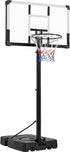 Basketball Hoop Outdoor Basketball Goal 9.5-12Ft Height Adjustable Portable Basketball Hoop Basketball Court for Adult 44 Inch Basketball Backboard