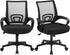 Office Chair Mid Back Swivel Lumbar Support Desk Chair, Height Adjustable Computer Ergonomic Mesh Chair with Armrest Black, 2-Pack