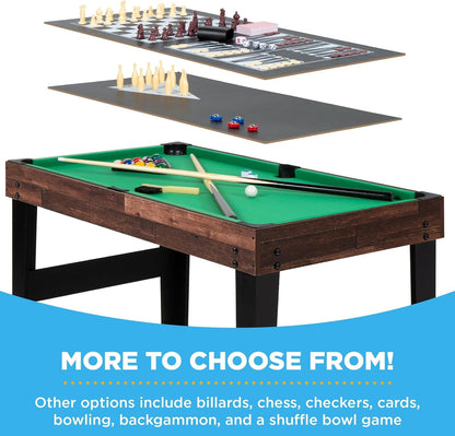 2X4Ft 10-In-1 Combo Game Table Set for Home, Game Room, Friends &amp; Family W/Hockey, Foosball, Pool, Shuffleboard, Ping Pong, Chess, Checkers, Bowling, and Backgammon