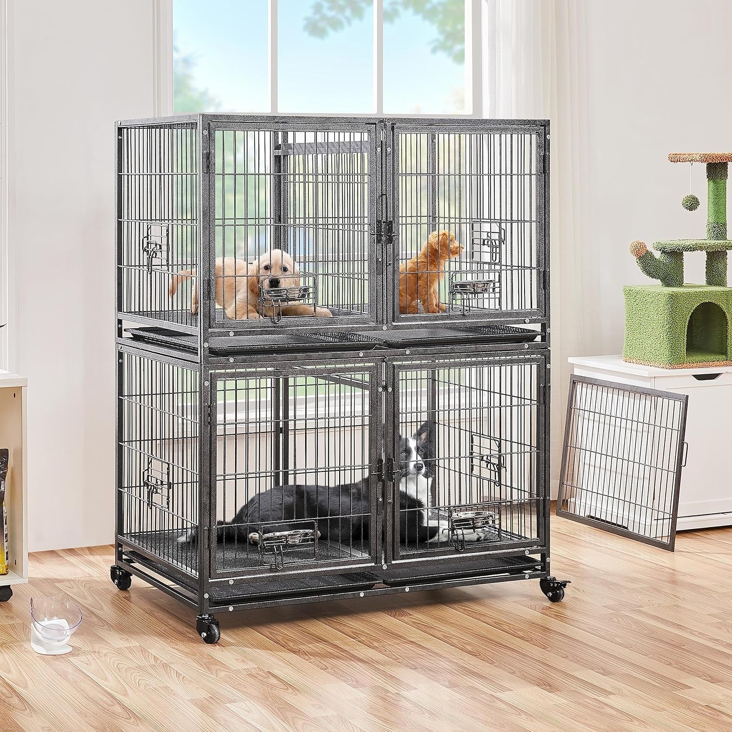 Stackable Dog Crate with Divider 43&