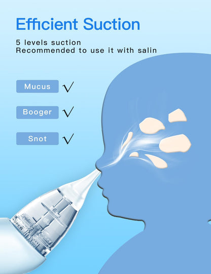 Baby Nasal Aspirator, Electric Nose Sucker with 5 Levels Suction, Soothing Light &amp; Nursery Rhymes