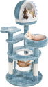 45.5In Ocean-Themed Cat Tree Multi-Level Cat Tower, Plush Cat Furniture with Shark&