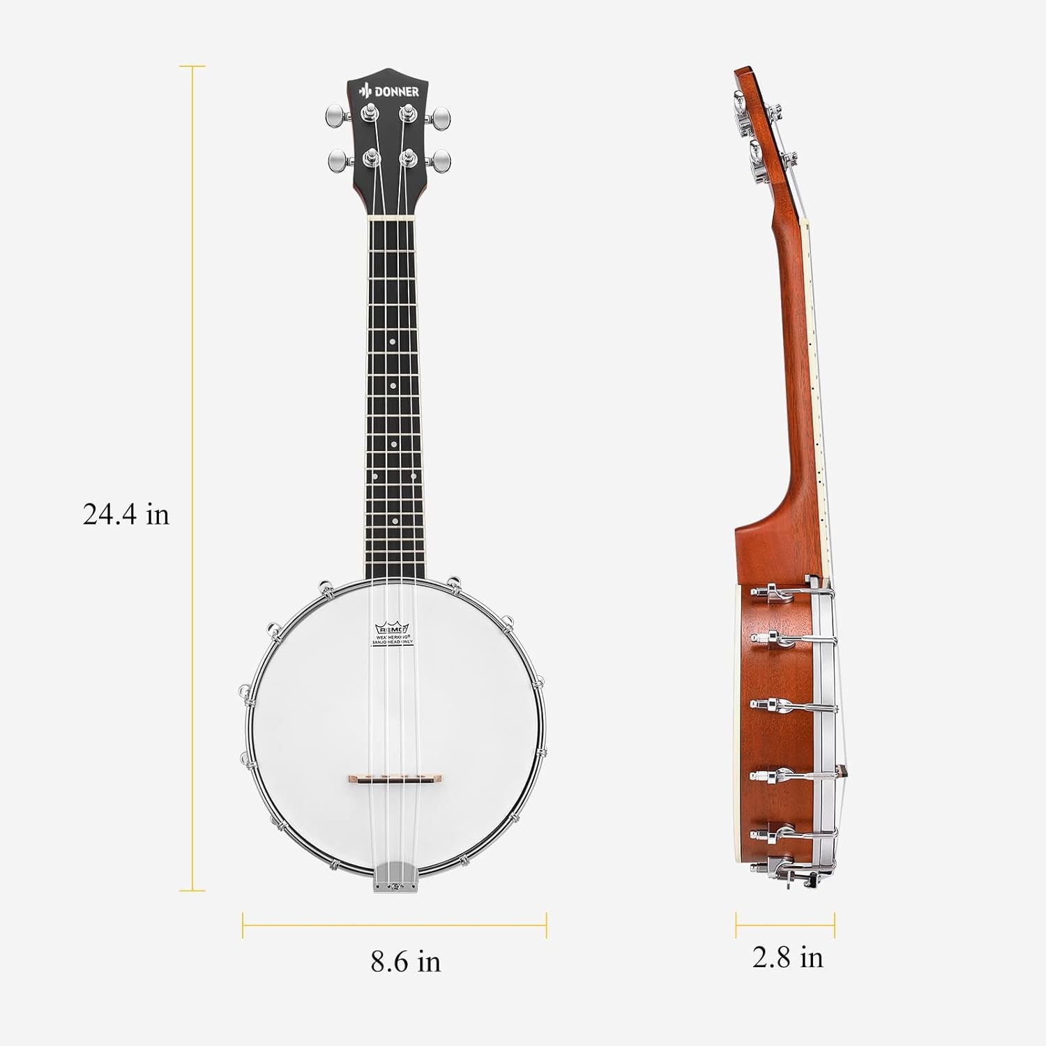 Banjolele 4 String Banjo Ukulele Kit Stringed Musical Instruments for Adult Beginner with Banjo Tuners, Gig Bag, Picks, Skeleton 23 Inch Sapele