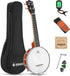 Banjolele 4 String Banjo Ukulele Kit Stringed Musical Instruments for Adult Beginner with Banjo Tuners, Gig Bag, Picks, Skeleton 23 Inch Sapele