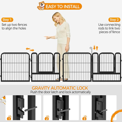 Dog Playpen Outdoor 24 Inch 6 Panels Indoor Dog Fence Metal Dog Pen Heavy Duty Pet Exercise Pen for Rv/Camping/Garden