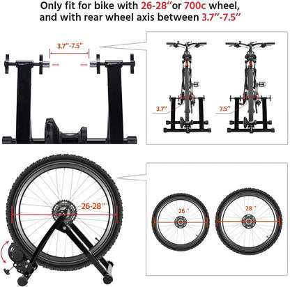 Bike Trainer Stationary Bike Stand Magnetic Bike Trainer Stand for Indoor Riding Premium Steel Bicycle Trainer Accessories Fits for 26In-28In, 700C Wheels