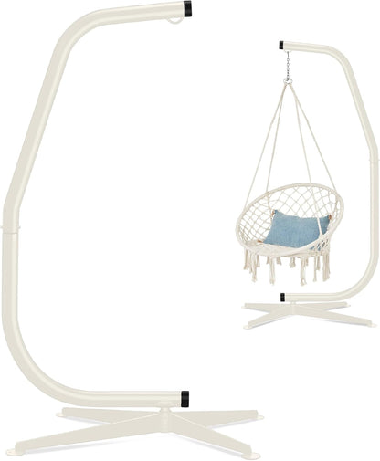 Metal Hanging Hammock C-Stand for Chair/Weather-Resistant Finish, Offset Base - Stand Only - White