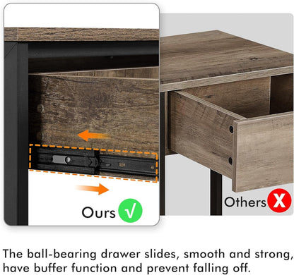 Console Table with Drawer and 2 Open Storage Shelves, Sofa Table for Living Room, 3-Tier Narrow Entryway Table, X-Shaped Design, Taupe Wood