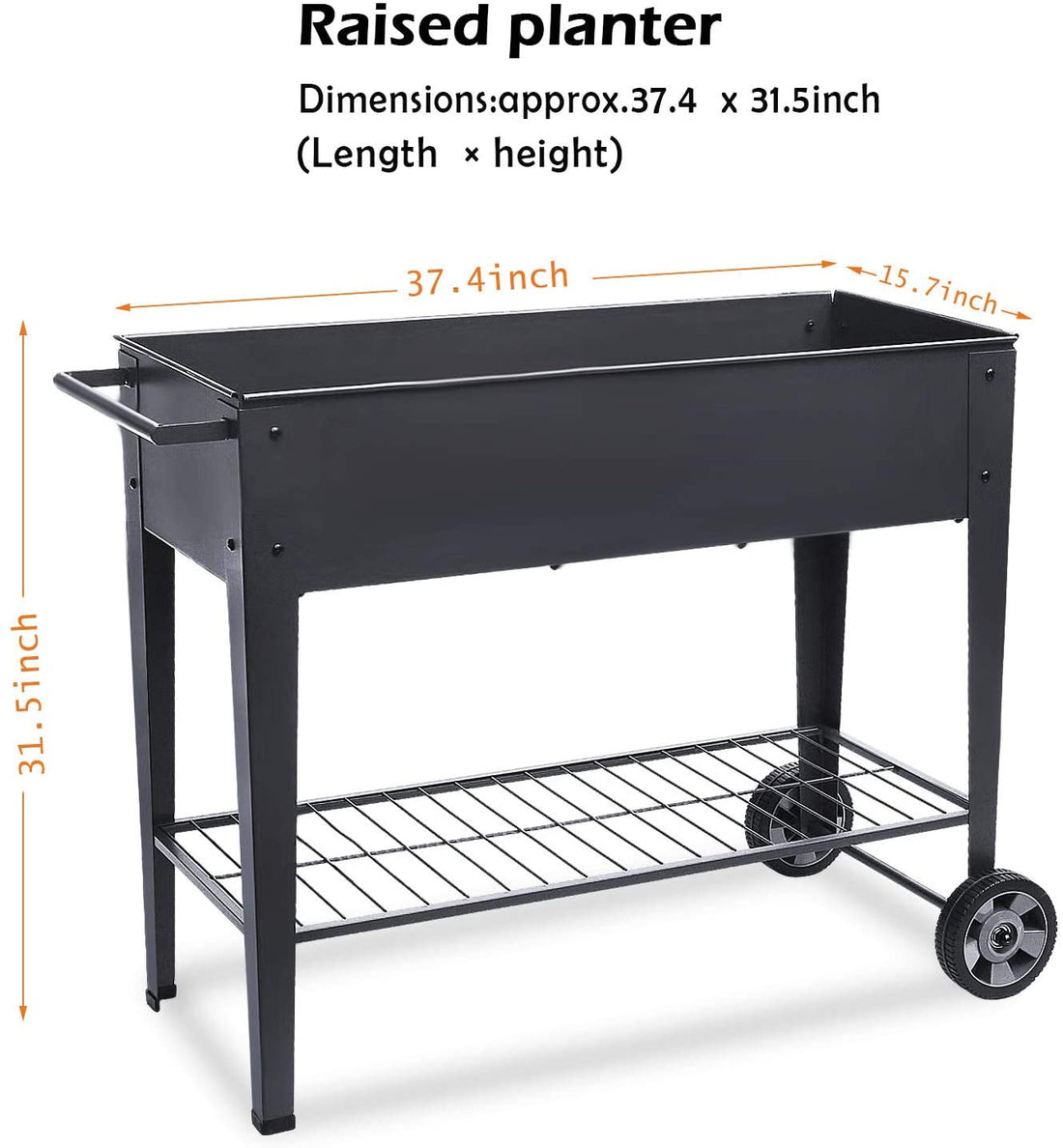 Raised Planter Box with Legs Outdoor Elevated Garden Bed on Wheels for Vegetables Flower Herb Patio