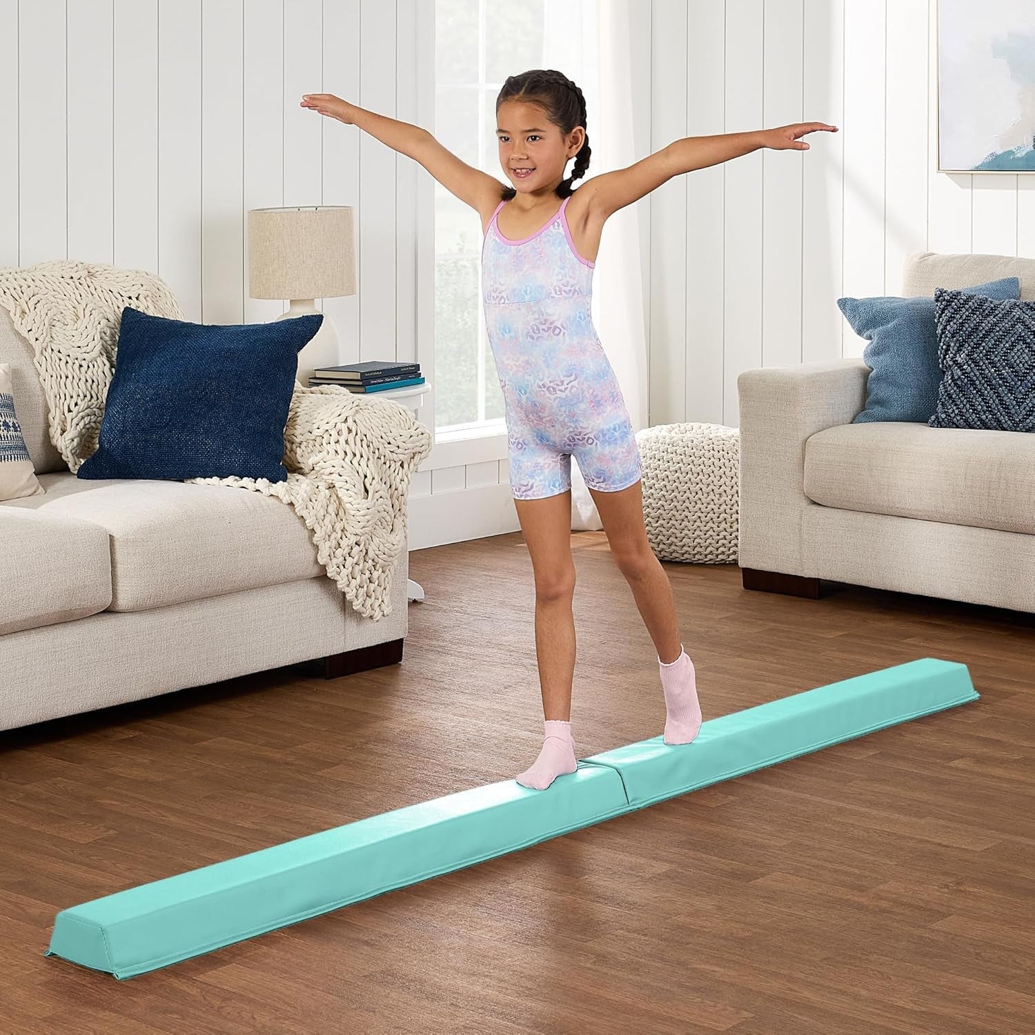 8Ft Folding Medium-Density Foam Floor Balance Beam for Gymnastic and Tumbling