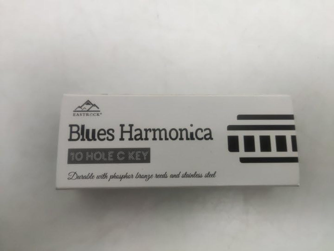 Blues Harmonica Mouth Organ 10 Hole C Key with Case, Diatonic Harmonica for Professional Player, Beginner, Students Gifts, Adult, Friends, Gift Black