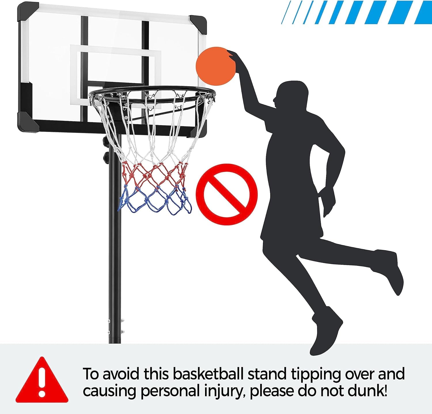 Kids Basketball Hoop Outdoor Portable Basketball Goals Basketball Court Freestanding Basketball Goal Stand 7.4Ft-8.4Ft Height Adjustable for Indoor/Outdoor Sports