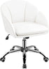 White Desk Chair Petal Cute Office Chair Faux Leather Swivel Desk Chair Vanity Chair with Back Modern Computer Rolling Chair for Bedroom