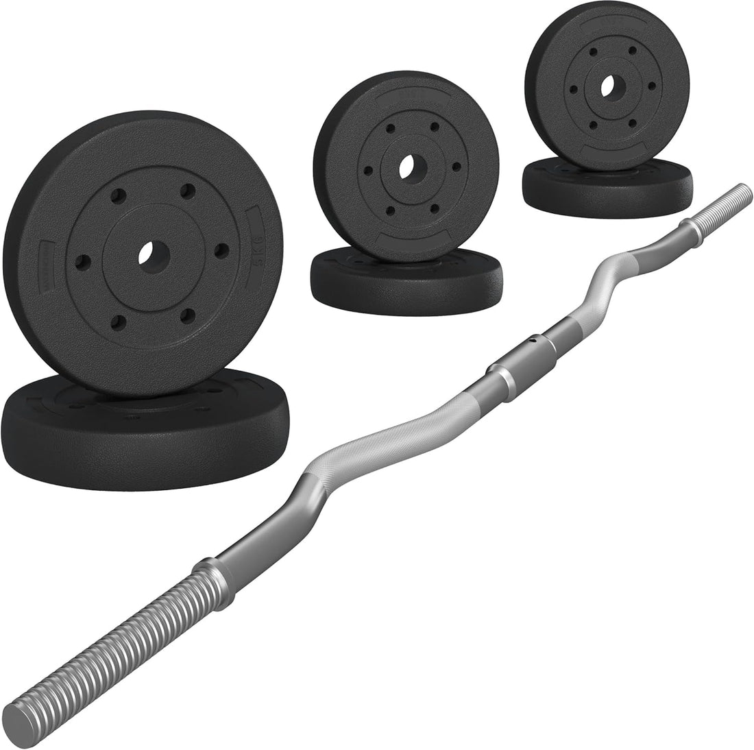 55Lb Olympic Barbell Dumbbell Weight Set Gym Lifting Exercise Workout Olympic Bar Curl Bar