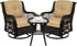 3-Piece Outdoor Wicker Patio Bistro Set W/ 2 360-Degree Swivel Rocking Chairs and Tempered Glass Top Side Table - Beige