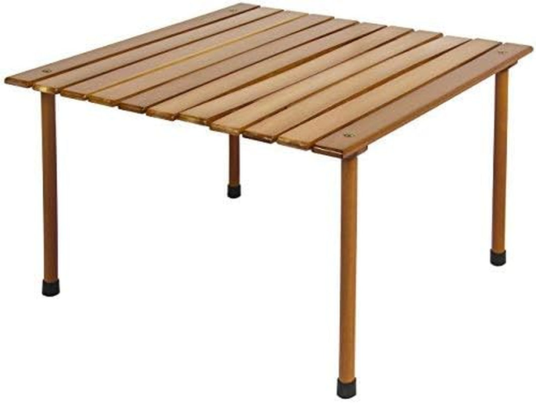 28X28In Foldable Indoor Outdoor All-Purpose Portable Wooden Table for Picnics, Camping, Beach, Tailgating, Patio, Kitchen, Living Room W/Carrying Case - Brown