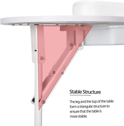 37-Inch Portable &amp; Foldable Manicure Table Nail Desk Workstation with Large Drawer/Client Wrist Pad/Controllable Wheels/Carrying Case for Spa Beauty Salon White, 1 Count (Pack of 1)