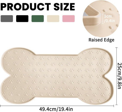 Dog Food Mat Anti-Slip Silicone Dog Bowl Mat Thicker Pet Placemat Waterproof Cat Feeder Pad with Raised Edge Puppy Kitten Feeding Mats Suitable Small Medium-Sized Dogs Cats Eating Tray