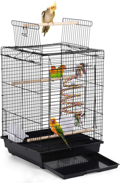 Open Play Top Travel Bird Cage for Conure Sun Parakeet Green Cheek Conure Lovebird Budgie Finch Canary, Small-Size Travel Portable