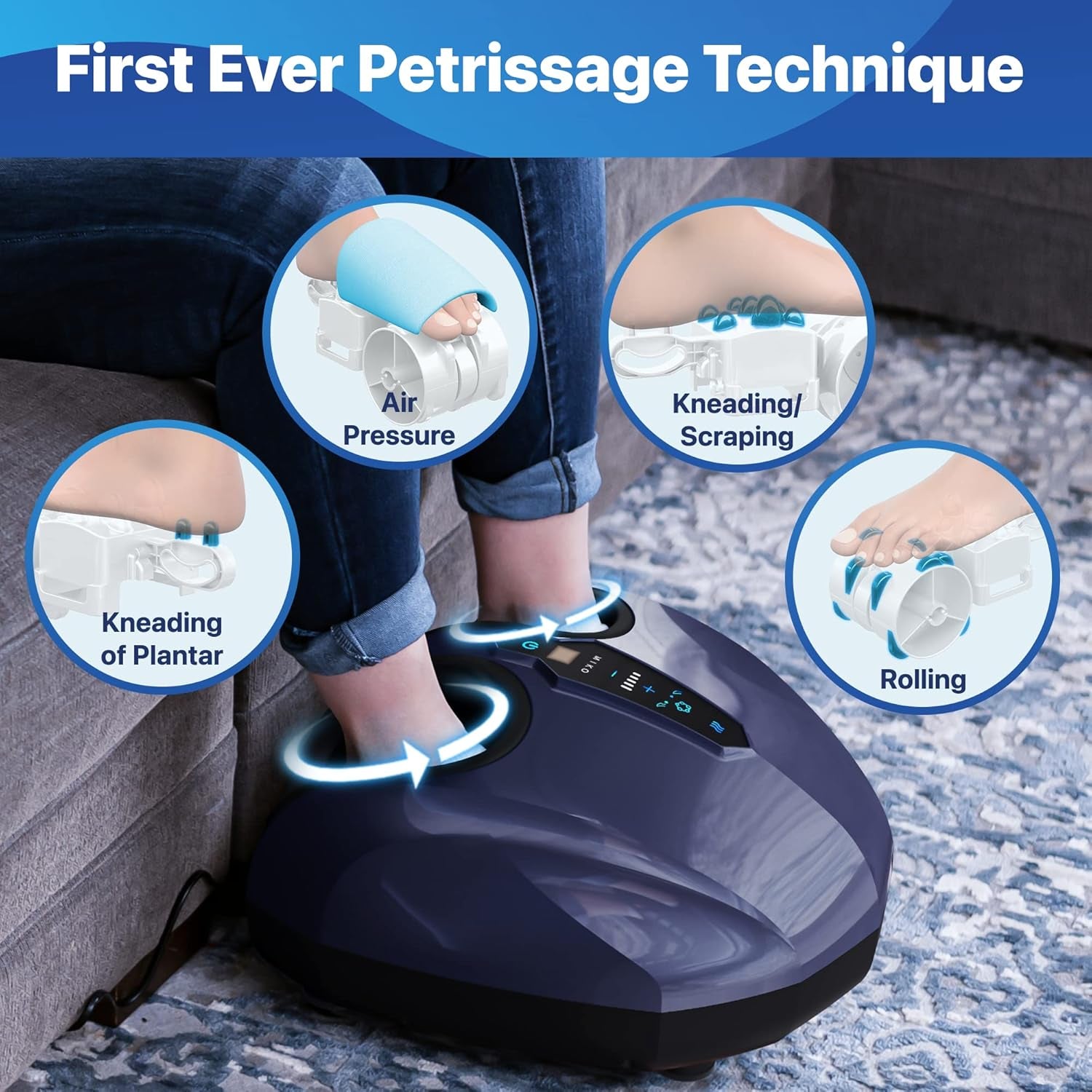 Foot Massager Machine with Deep-Kneading, Compression, Shiatsu, and Heat for Plantar Fasciitis, Neuropathy, FSA/HSA Eligible - Fits up to Men Size 12