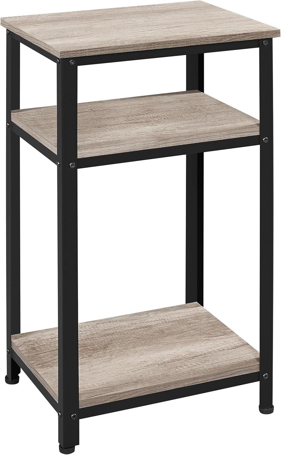 30 in Tall End Table, 3-Tier Telephone Table with Strong Wooden Shelves, Small Side Table with Metal Frame for Living Room Office, Small Places, Gray