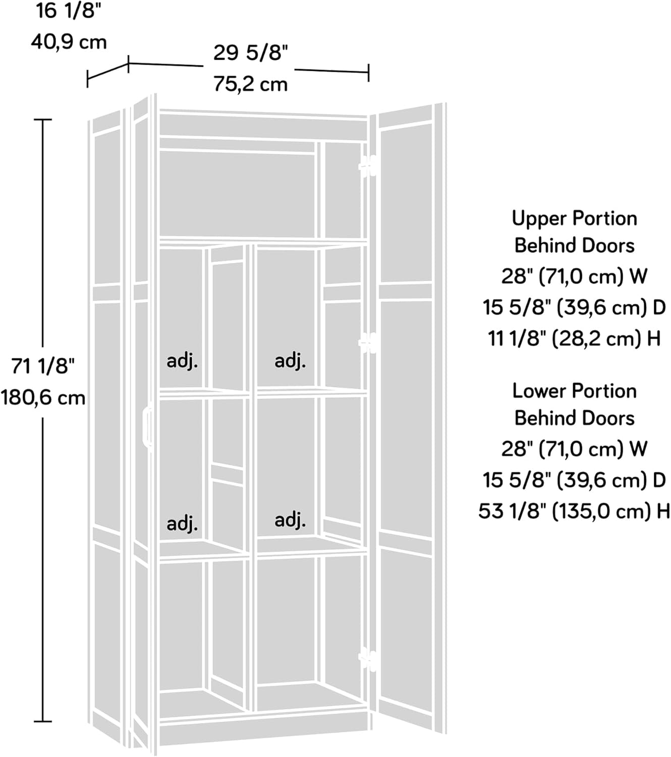 Storage Cabinet/ Pantry Cabinets, 29.61 &quot; X D: 16.02 &quot; X H: 71.50&quot;, Cinnamon Cherry Finish