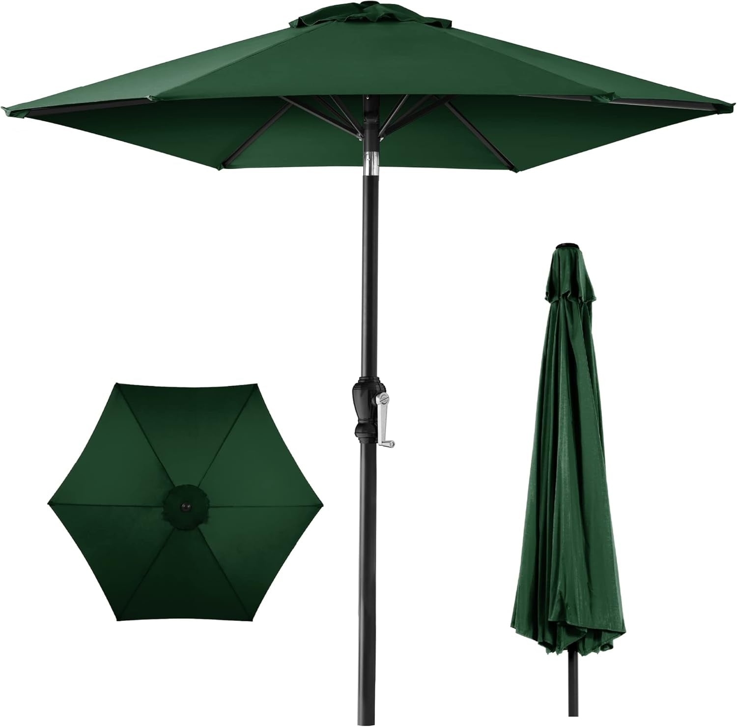 10Ft Outdoor Steel Polyester Market Patio Umbrella W/Crank, Easy Push Button, Tilt, Table Compatible - Tan