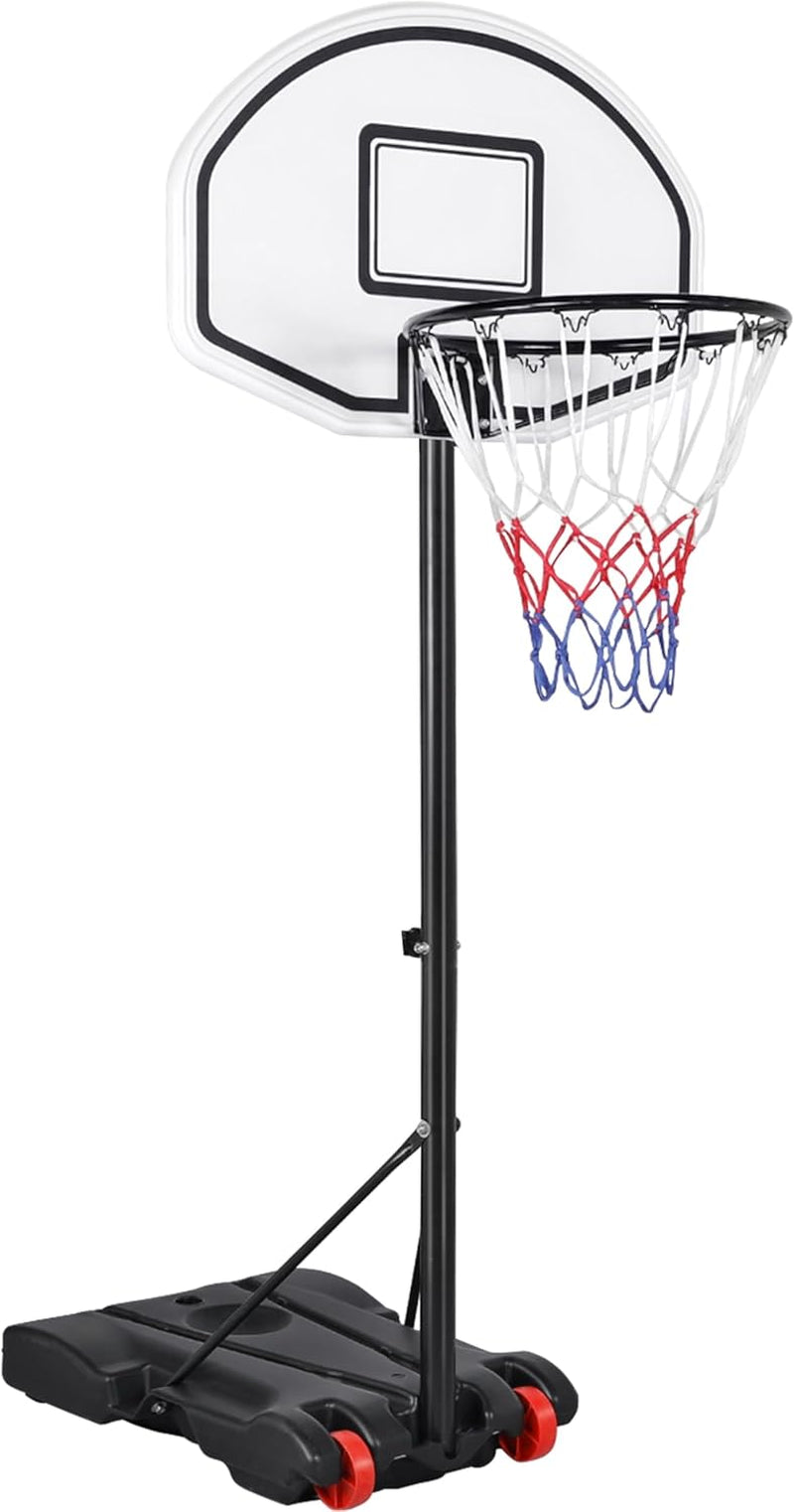 Portable Basketball Hoop for Kids Outdoor Basketball Goals Indoor Basketball Court Youth Adjustable Basketball Stand 6.4-8.2Ft Height Adjustable, Black/Red