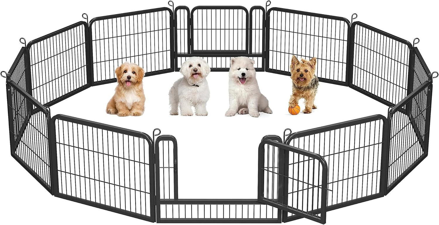 Dog Playpen Indoor, Extra Wide Outdoor Dog Fence Foldable Pet Puppy Exercise Pen for Yard/Garden/Rv Camping, 12 Panels 24 Inch Height X 32 Inch Width