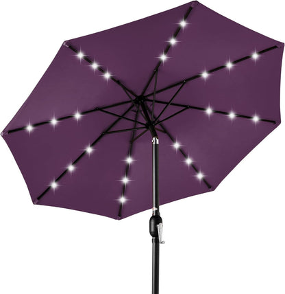 10Ft Solar Polyester LED Lighted Patio Umbrella W/Tilt Adjustment and Uv-Resistant Fabric - Tan