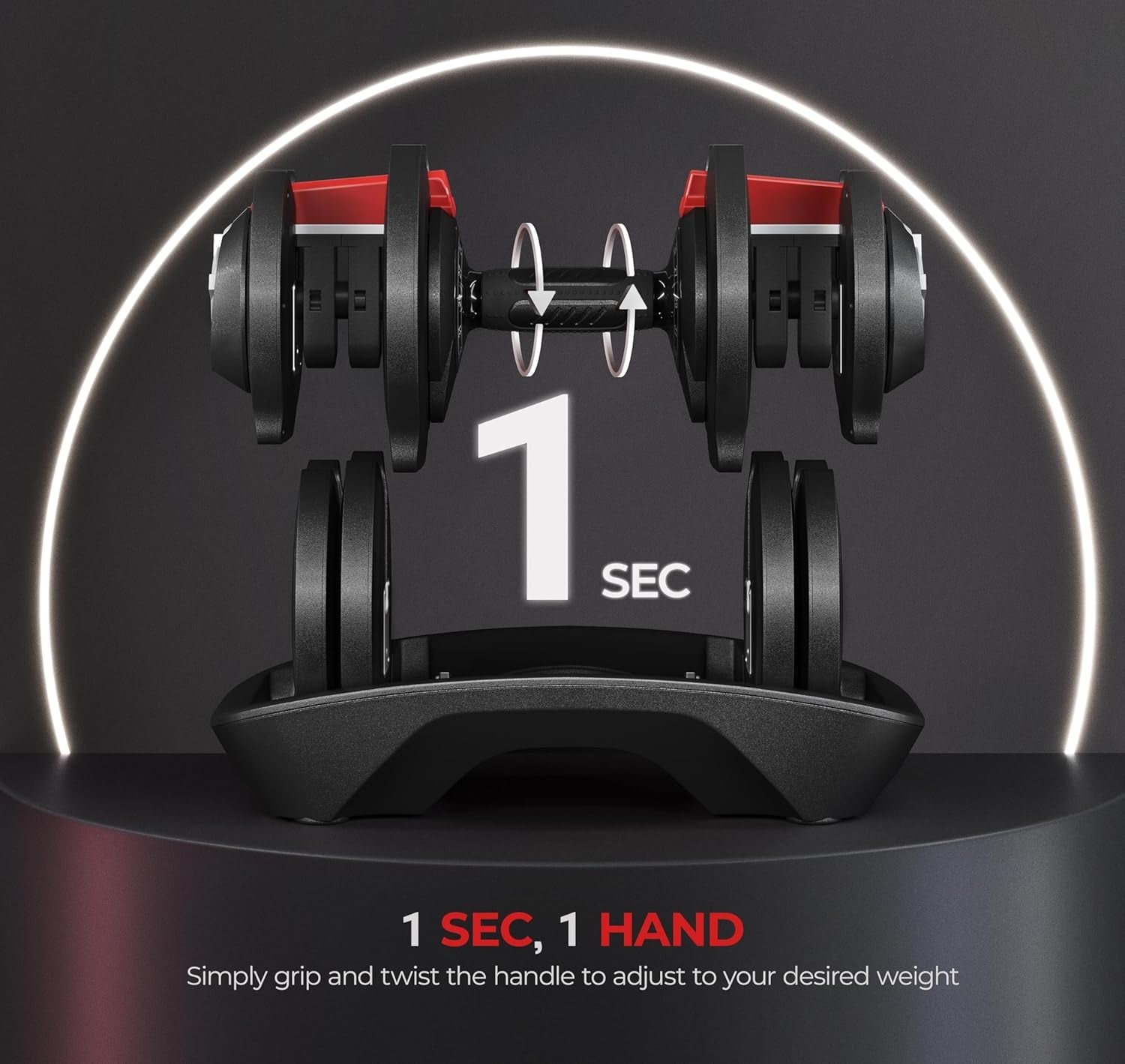 Adjustable Dumbbell Set 28/40/52.5/90LBS Adjustable Dumbbells Fast Adjust Dumbbell Weight Set with Anti-Slip Handle and Tray for Men/Women Home Gym Strength Training Equipment Single/Pair