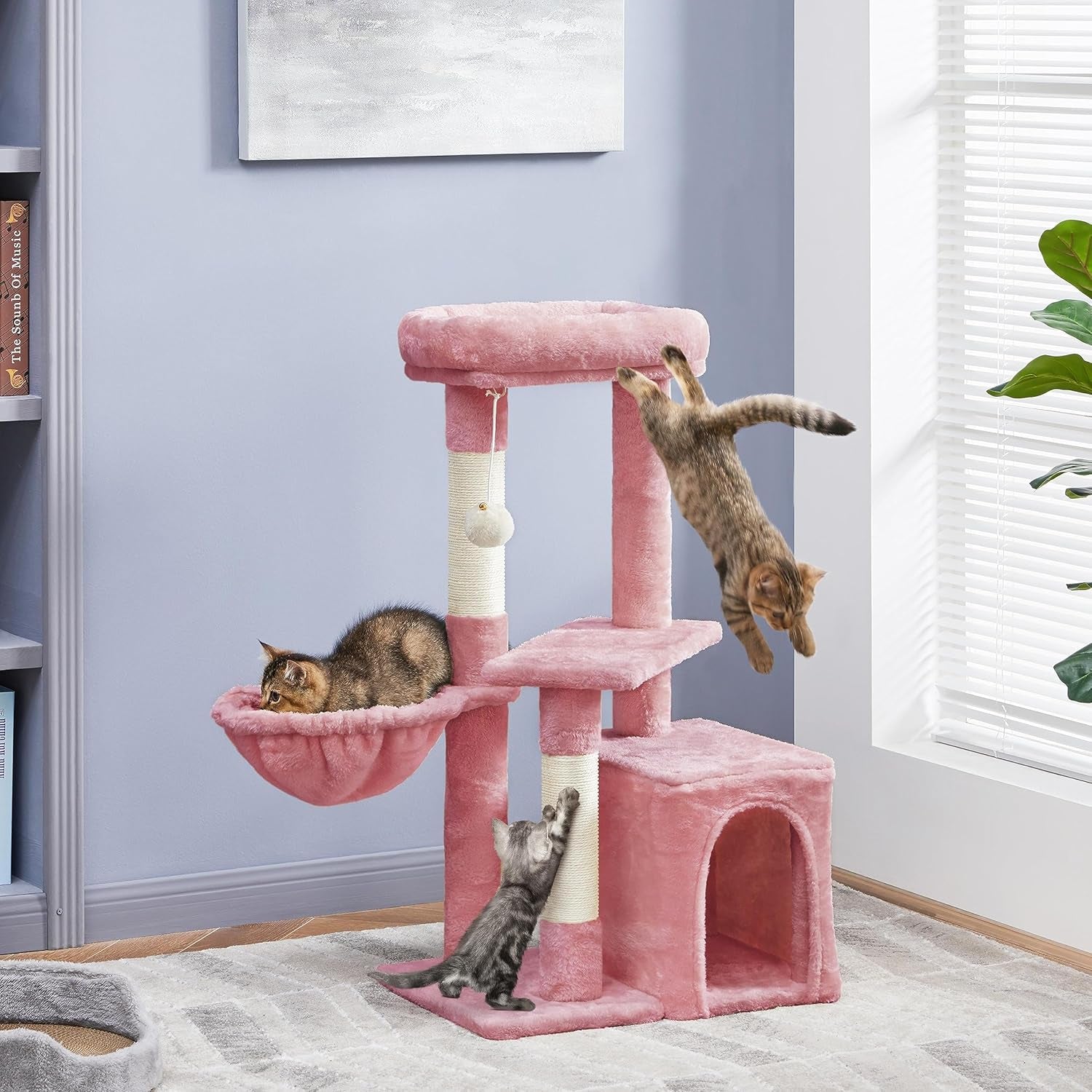 Cat Tree, Cute Cat Tower for Indoor Cats, Multi-Level Cat Furniture Activity Center W/Sisal-Covered Post for Small Cat Kittens