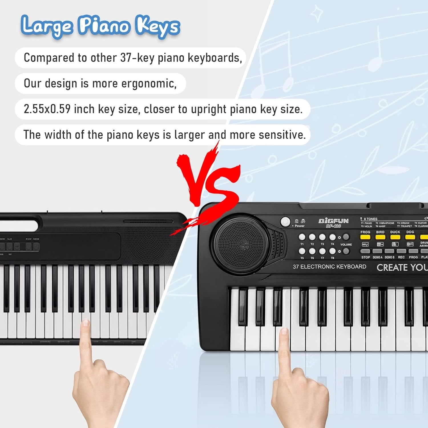 Kids Piano Keyboard, 37 Keys Electronic Piano for Kids Portable Multi-Function Musical Instruments Birthday Educational Gift Toys for 3 4 5 6 7 8 Year Old Boys Girls Children Beginner (Black)