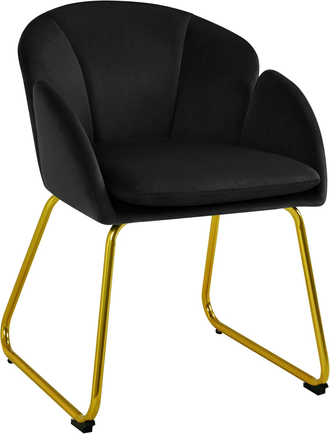 Flower Shape Velvet Armchair, Modern Side Chair Vanity Chair with Golden Metal Legs for Living Room/Dressing Room/Bedroom/Home Office/Kitchen, Dark Gray