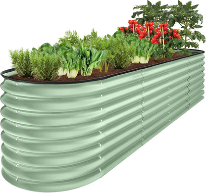 8X2X2Ft Metal Raised Garden Bed, Oval Outdoor Deep Root Planter Box for Vegetables, Herbs W/ 4 Support Bars, 215 Gal Capacity - Charcoal