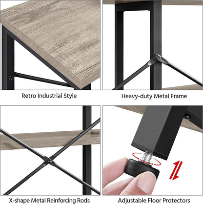 Console Table with Storage Shelves, 3-Tier Industrial Entryway Table, 55 Inch Long behind Couch Sofa Table for Entryway/Living Room/Hallway/Bedroom, Gray