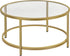 Gold Glass Coffee Table for Living Room, 36" round Glass Coffee Table with Metal Frame, Circle Coffee Table for Home, Office, Apartment