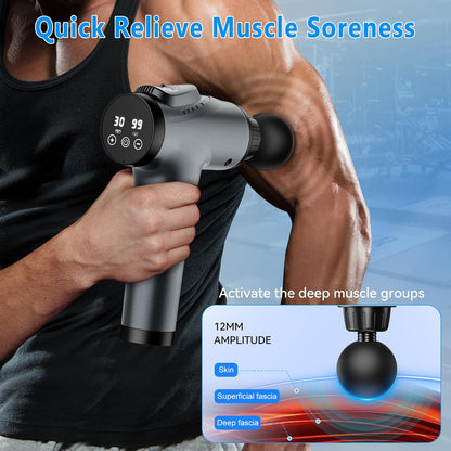 Massage Gun, Muscle Massage Gun for Athletes Handheld Electric Deep Tissue Back Massager, Percussion Massage Device for Pain Relief with 30 Speed Levels 9 Heads,Father&