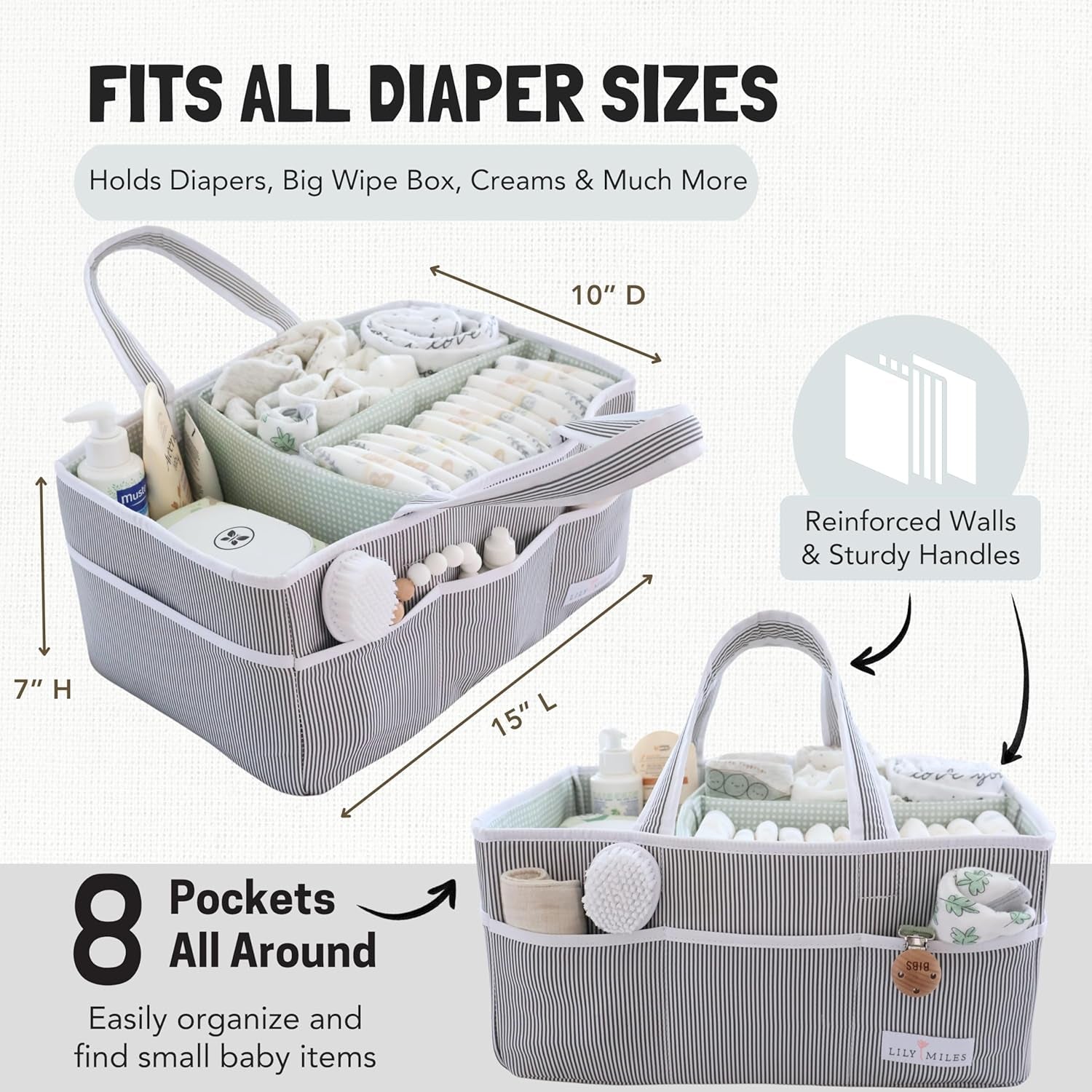 Baby Diaper Caddy - Large Organizer Tote Bag for Newborn Essentials Boy or Girl - Baby Shower Basket - Nursery Must Haves - Registry Favorites - Newborn Caddie Car Travel