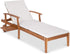 79X26In Acacia Wood Chaise Lounge Chair Recliner, Outdoor Furniture for Patio, Poolside W/Slide-Out Side Table, Foam-Padded Cushion, Adjustable Backrest, Wheels - Cream