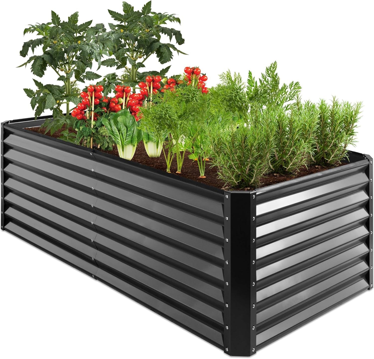 6X3X2Ft Outdoor Metal Raised Garden Bed, Deep Root Box Planter for Vegetables, Flowers, Herbs, and Succulents W/ 269 Gallon Capacity - Gray