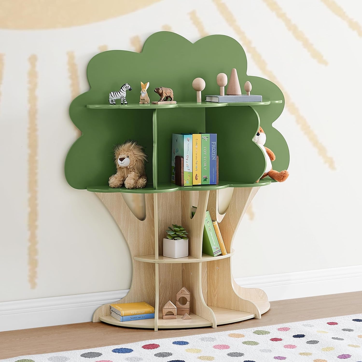 Tree Bookcase - Greenguard Gold Certified, Fern Green/Crafted Natural