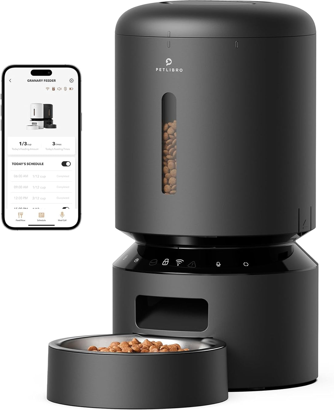 Automatic Cat Feeder, 5G Wifi Automatic Dog Feeder with Freshness Preservation, 5L Timed Cat Feeder with Low Food Sensor, up to 10 Meals per Day, Granary Pet Feeder for Cats, Black