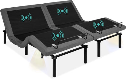 Ergonomic Split King Size Adjustable Bed, Zero Gravity Base for Stress Management W/Wireless Remote Control, Massage, USB Ports