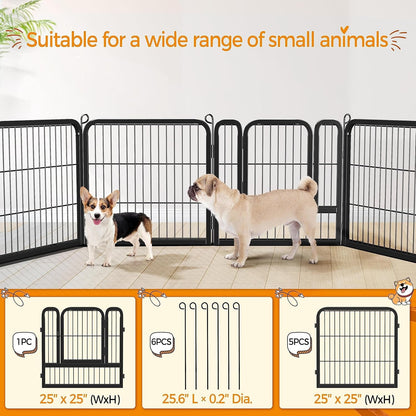 Dog Playpen Outdoor 24 Inch 6 Panels Indoor Dog Fence Metal Dog Pen Heavy Duty Pet Exercise Pen for Rv/Camping/Garden