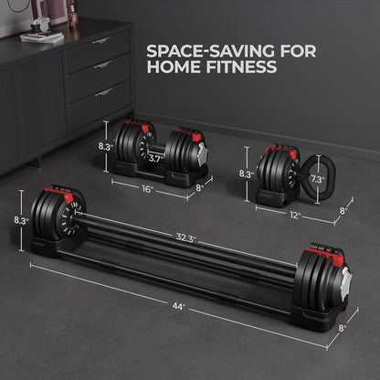 Adjustable Dumbbell Set Free Weight Dumbbells 40Lbs/52.5Lbs/90Lbs Fast Adjust Dumbbells Dumbbell Weight Set, with Tray for Men/Women Strength Training Equipment