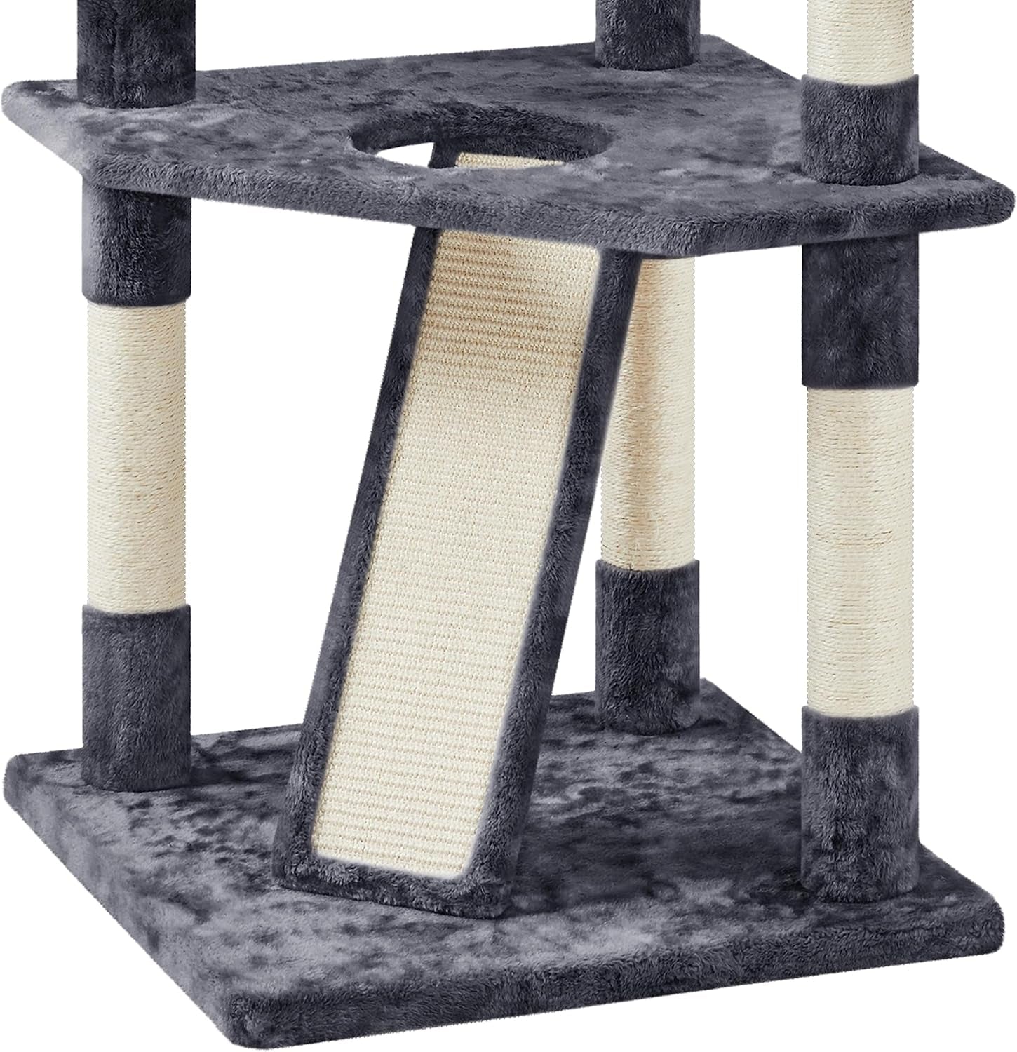 79In Multi-Level Cat Trees Indoor Cat Tower with Sisal-Covered Scratching Posts, Plush Perches and Condo for Kittens, Cats and Pets - Dark Gray and White