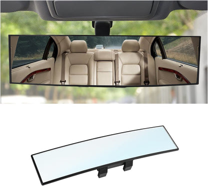 Car Rearview Mirrors, Shock Resistant Interior Clip-On Panoramic Rear View Mirror for Car, Wide Viewing Range, 12 Inch HD Universal Use for Cars, Suvs, Trucks, Vehicles (White)