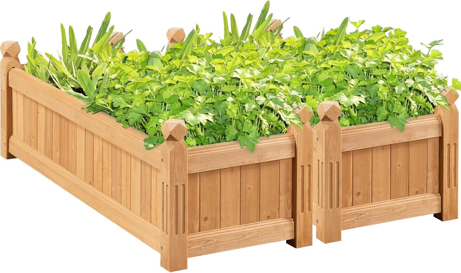 43.5″ L×16″ W×14″ H Wooden Raised Garden Bed, Horticulture Wood Rectangular Garden Planter Outdoor, Raised Planter Box for Yard/Greenhouse/Vegetable/Flower/Herbs, Light Brown