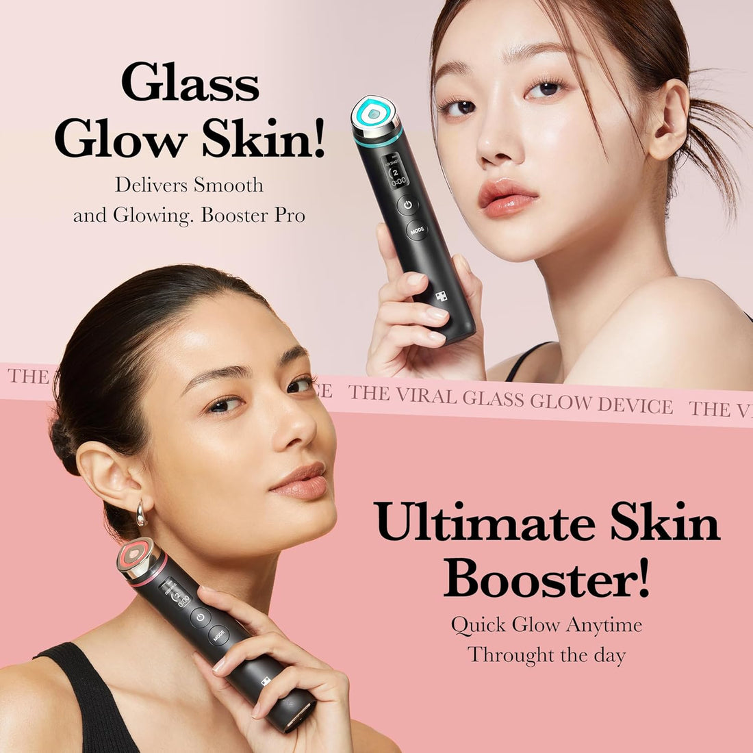 Age-R Booster Pro | 6-In-1 Real Glass Glow Device | Looking Glass Skin with Enhanced Absorption, Radiance, Elasticity,Pore Care | LED Anti-Wrinkle Device | Korean Skin Care